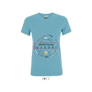 Finitions : Impression numérique quadri sur t-shirt femme Sol's modèle Régent woman. Couleurs aux choix (voir fiche couleur) panachage couleur possible. Avantages : L'impression numérique haute définition avec blanc de soutien permet un rendu de coul... 